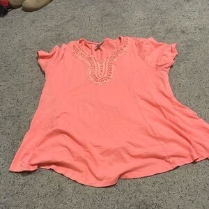 Women's petite plus size coral blouse